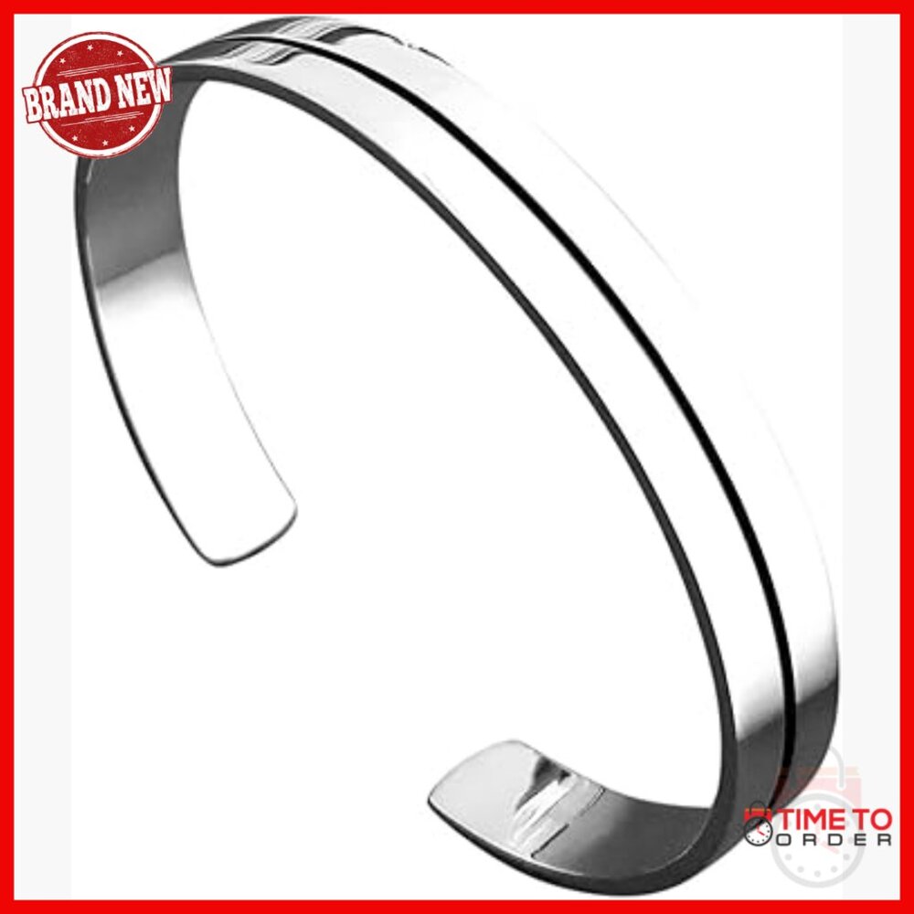 Solid 925 Sterling Silver Bangle Bracelet, Flat T… - image 1
